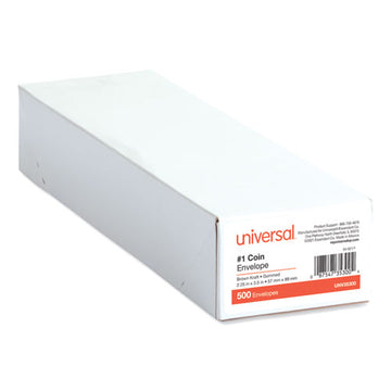 Universal® Kraft Coin Envelope, #1, Round Flap, Gummed Closure, 2.25 X 3.5, Light Brown Kraft, 500-box freeshipping - TVN Wholesale